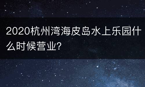 2020杭州湾海皮岛水上乐园什么时候营业？