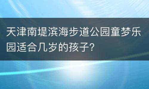天津南堤滨海步道公园童梦乐园适合几岁的孩子？
