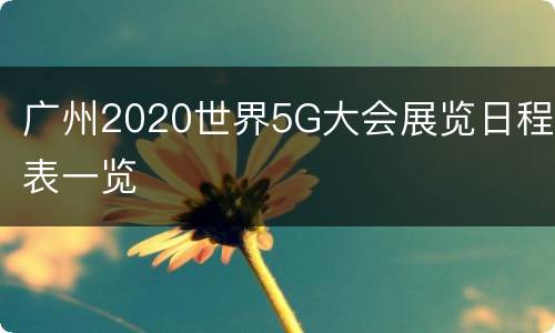 广州2020世界5G大会展览日程表一览
