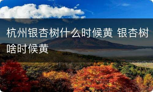 杭州银杏树什么时候黄 银杏树啥时候黄