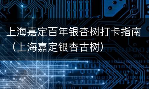 上海嘉定百年银杏树打卡指南（上海嘉定银杏古树）