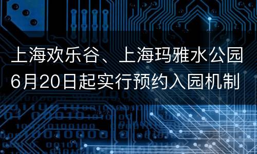 上海欢乐谷、上海玛雅水公园6月20日起实行预约入园机制