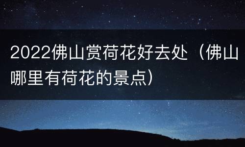 2022佛山赏荷花好去处（佛山哪里有荷花的景点）