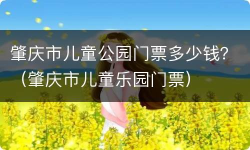 肇庆市儿童公园门票多少钱？（肇庆市儿童乐园门票）
