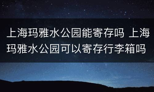 上海玛雅水公园能寄存吗 上海玛雅水公园可以寄存行李箱吗