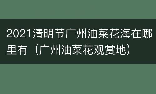 2021清明节广州油菜花海在哪里有（广州油菜花观赏地）