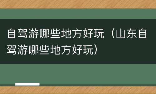 自驾游哪些地方好玩（山东自驾游哪些地方好玩）