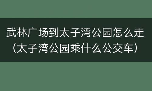 武林广场到太子湾公园怎么走（太子湾公园乘什么公交车）