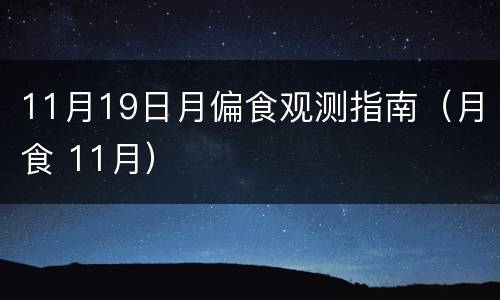 11月19日月偏食观测指南（月食 11月）