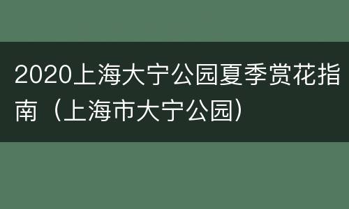 2020上海大宁公园夏季赏花指南（上海市大宁公园）