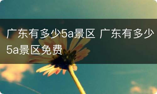 广东有多少5a景区 广东有多少5a景区免费