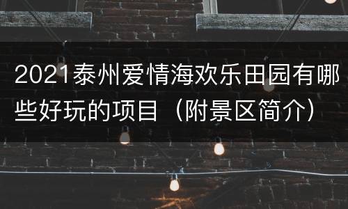 2021泰州爱情海欢乐田园有哪些好玩的项目（附景区简介）