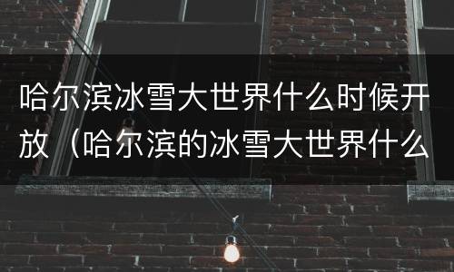 哈尔滨冰雪大世界什么时候开放（哈尔滨的冰雪大世界什么时候开放）