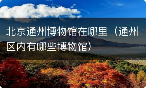 北京通州博物馆在哪里（通州区内有哪些博物馆）