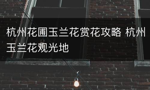 杭州花圃玉兰花赏花攻略 杭州玉兰花观光地