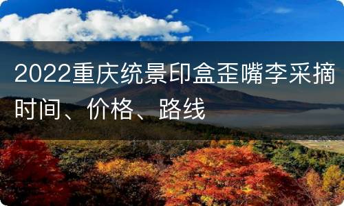 2022重庆统景印盒歪嘴李采摘时间、价格、路线