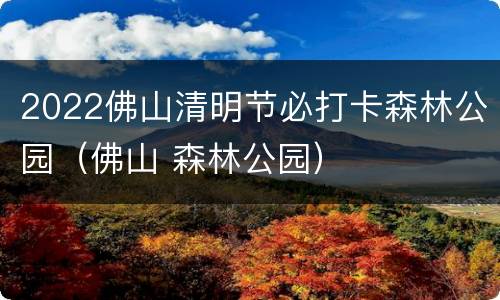 2022佛山清明节必打卡森林公园（佛山 森林公园）
