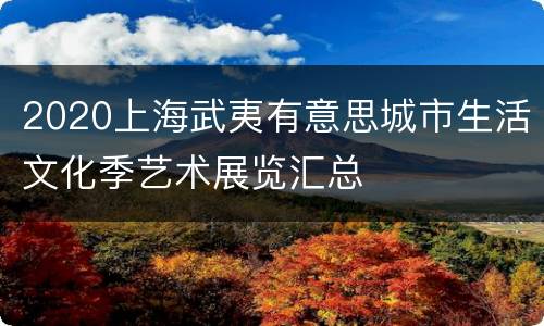 2020上海武夷有意思城市生活文化季艺术展览汇总