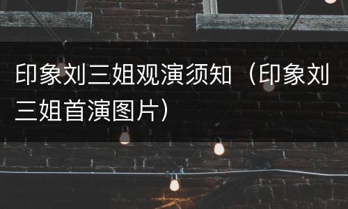 印象刘三姐观演须知（印象刘三姐首演图片）