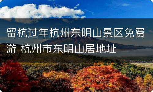 留杭过年杭州东明山景区免费游 杭州市东明山居地址