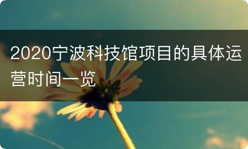 2020宁波科技馆项目的具体运营时间一览