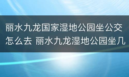 丽水九龙国家湿地公园坐公交怎么去 丽水九龙湿地公园坐几路公交车