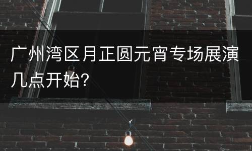 广州湾区月正圆元宵专场展演几点开始？