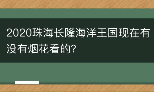 2020珠海长隆海洋王国现在有没有烟花看的？