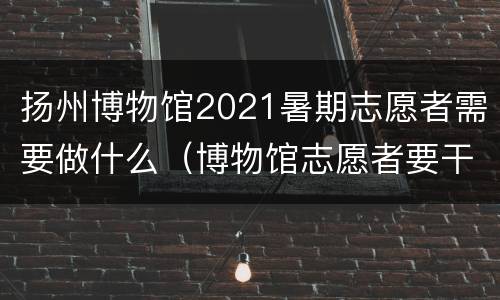 扬州博物馆2021暑期志愿者需要做什么（博物馆志愿者要干什么）