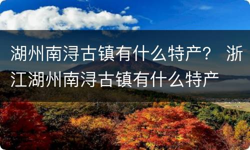 湖州南浔古镇有什么特产？ 浙江湖州南浔古镇有什么特产