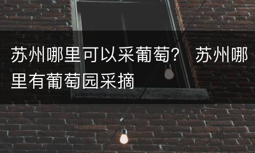 苏州哪里可以采葡萄？ 苏州哪里有葡萄园采摘