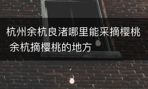 杭州余杭良渚哪里能采摘樱桃 余杭摘樱桃的地方
