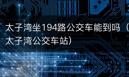 太子湾坐194路公交车能到吗（太子湾公交车站）