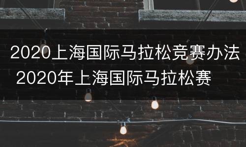 2020上海国际马拉松竞赛办法 2020年上海国际马拉松赛