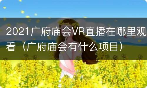 2021广府庙会VR直播在哪里观看（广府庙会有什么项目）