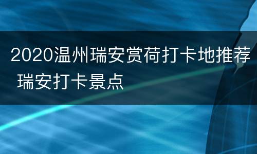2020温州瑞安赏荷打卡地推荐 瑞安打卡景点