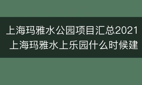 上海玛雅水公园项目汇总2021 上海玛雅水上乐园什么时候建成的