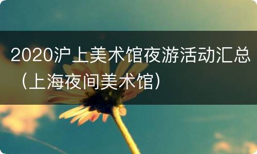 2020沪上美术馆夜游活动汇总（上海夜间美术馆）