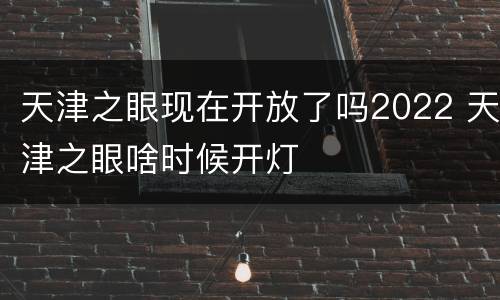 天津之眼现在开放了吗2022 天津之眼啥时候开灯