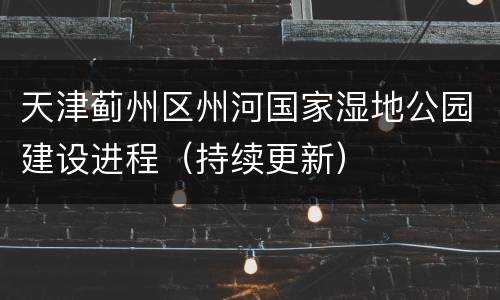 天津蓟州区州河国家湿地公园建设进程（持续更新）