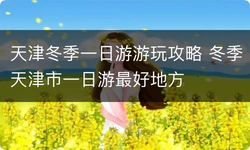 天津冬季一日游游玩攻略 冬季天津市一日游最好地方