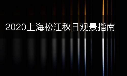2020上海松江秋日观景指南