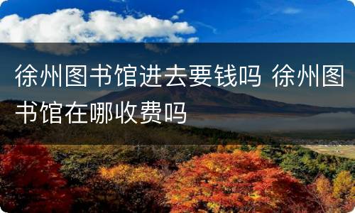 徐州图书馆进去要钱吗 徐州图书馆在哪收费吗