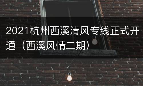 2021杭州西溪清风专线正式开通（西溪风情二期）
