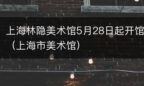 上海林隐美术馆5月28日起开馆（上海市美术馆）