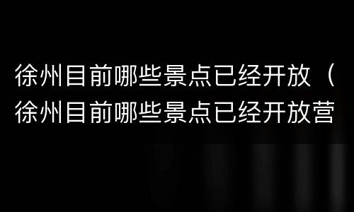 徐州目前哪些景点已经开放（徐州目前哪些景点已经开放营业）