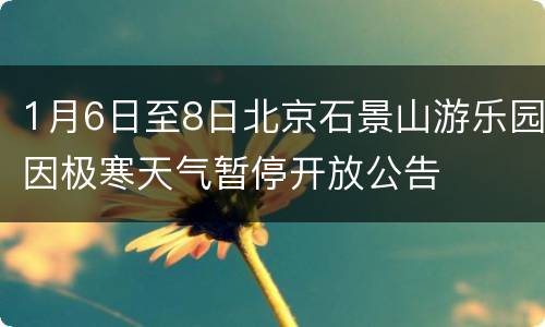1月6日至8日北京石景山游乐园因极寒天气暂停开放公告