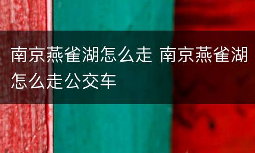 南京燕雀湖怎么走 南京燕雀湖怎么走公交车