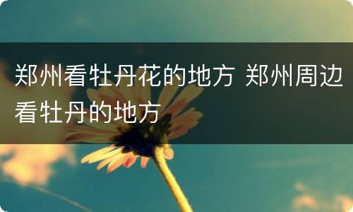 郑州看牡丹花的地方 郑州周边看牡丹的地方