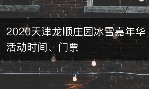 2020天津龙顺庄园冰雪嘉年华活动时间、门票